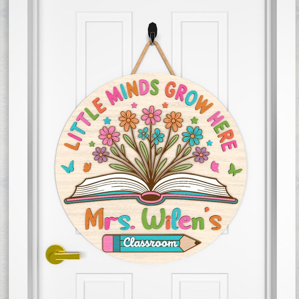 “Little Minds Grow Here” Classroom Door Sign – Creative & Inspirational Decorati